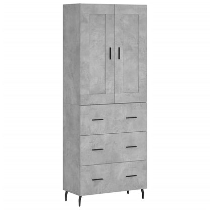 Highboard Concrete Grey 69.5x34x180 cm Engineered Wood