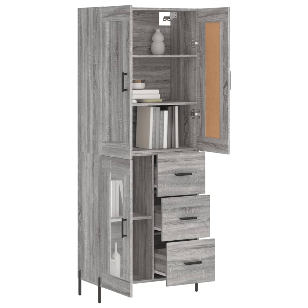 Highboard Grey Sonoma 69.5x34x180 cm Engineered Wood