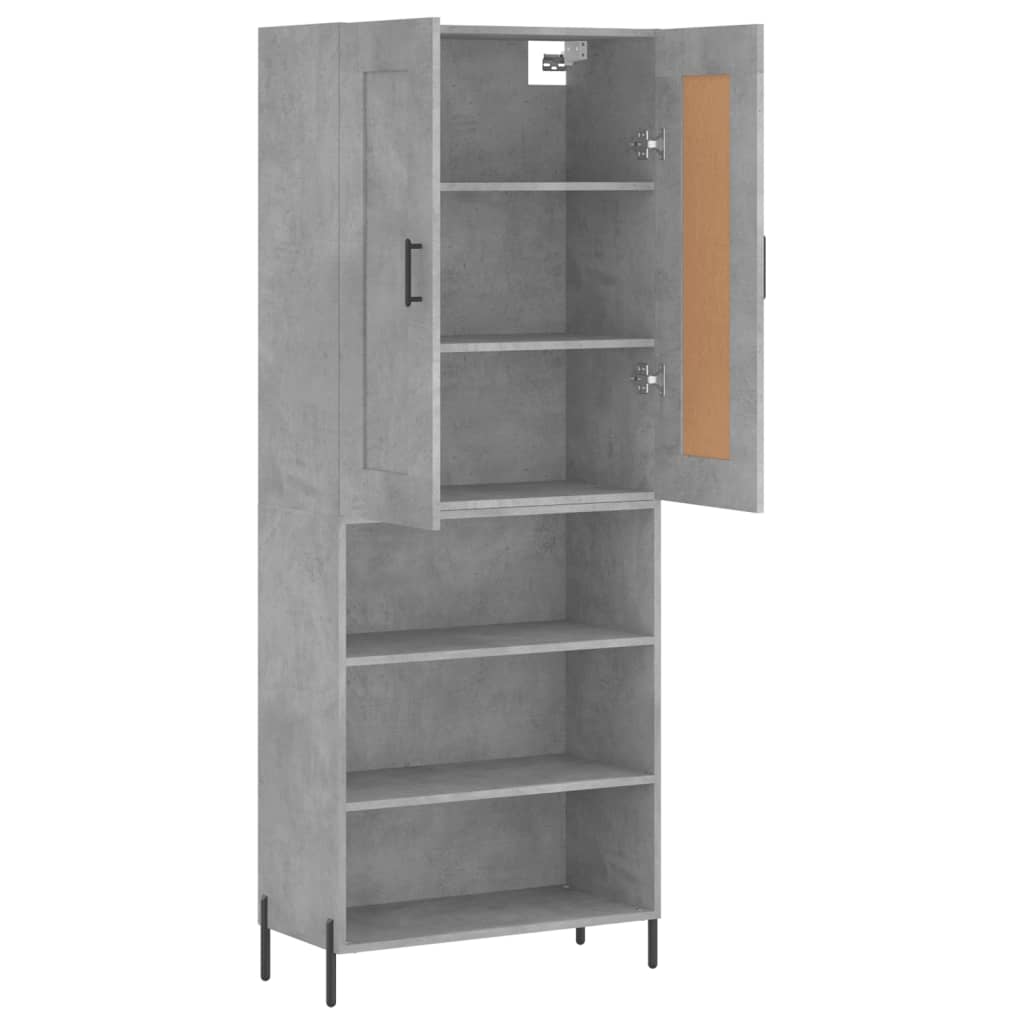 Highboard Concrete Grey 69.5x34x180 cm Engineered Wood