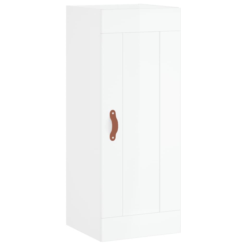 Highboard High Gloss White 34.5x34x180 cm Engineered Wood