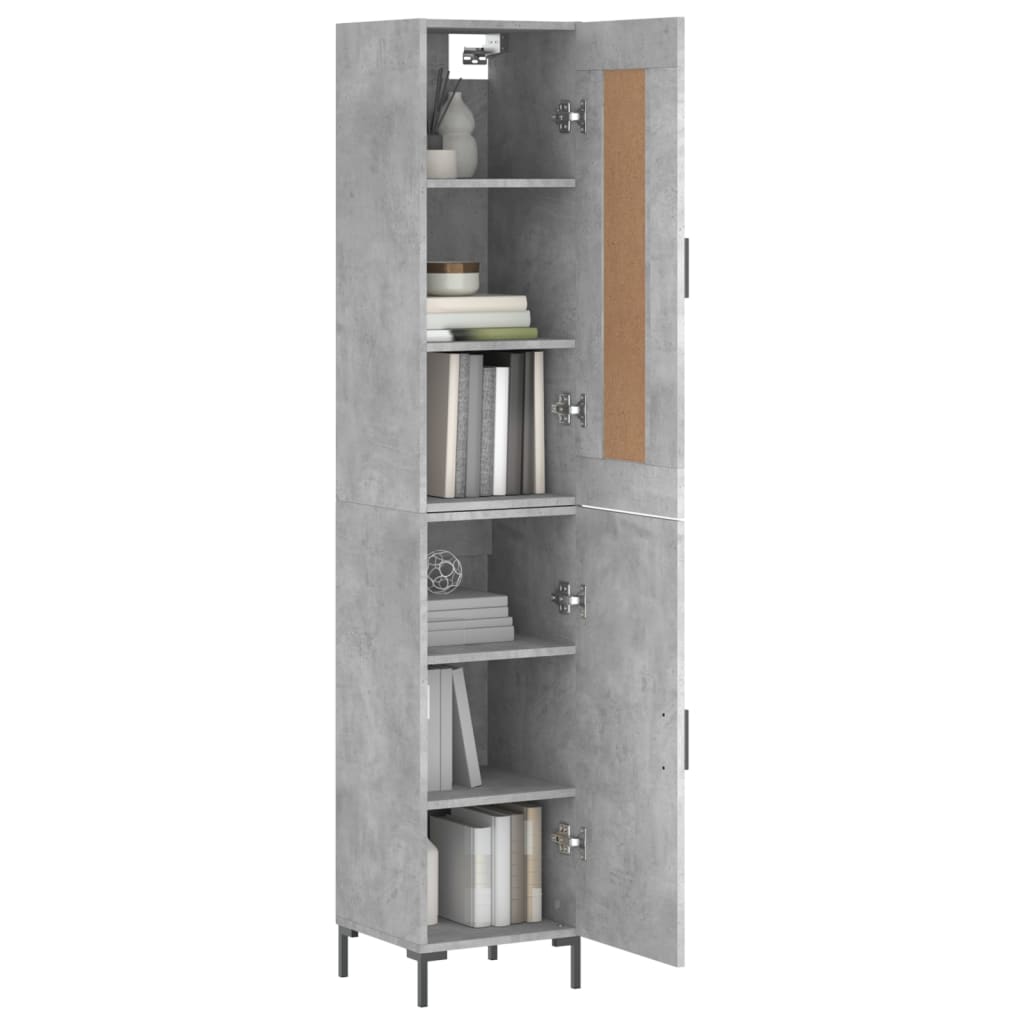 Highboard Concrete Grey 34.5x34x180 cm Engineered Wood