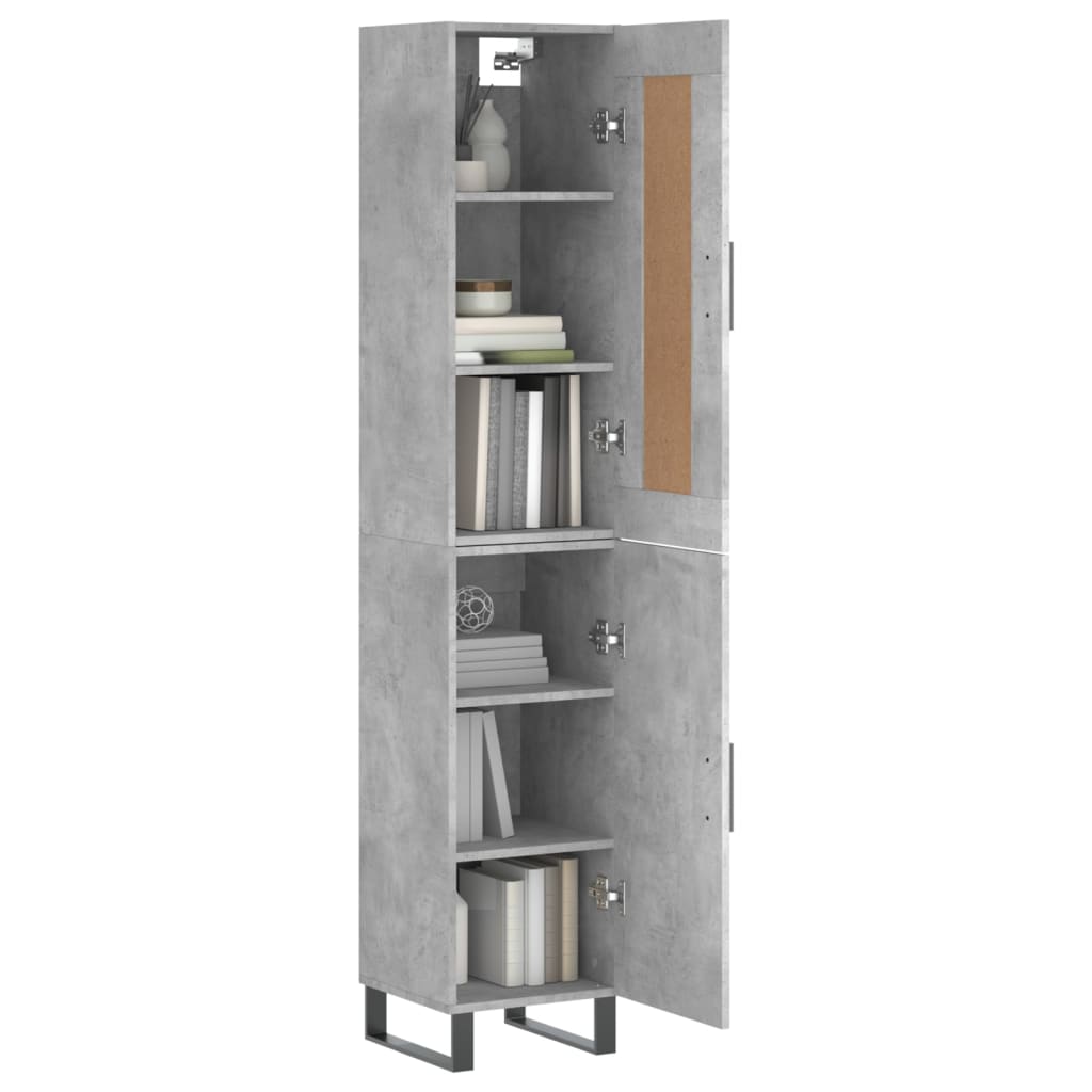 Highboard Concrete Grey 34.5x34x180 cm Engineered Wood