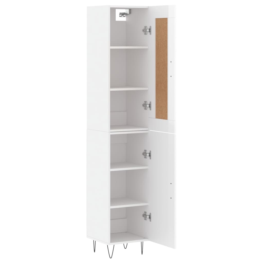 Highboard High Gloss White 34.5x34x180 cm Engineered Wood