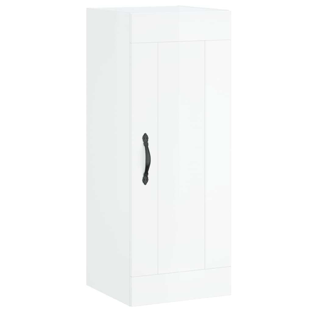 Highboard High Gloss White 34.5x34x180 cm Engineered Wood