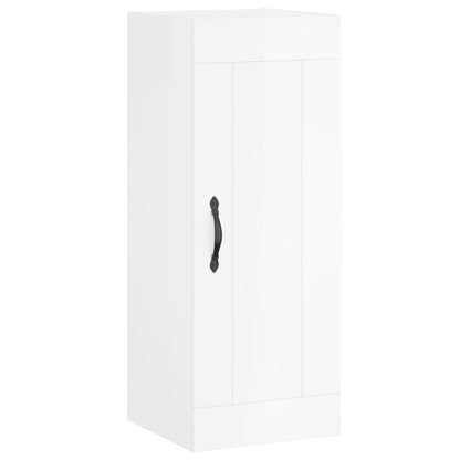 Highboard High Gloss White 34.5x34x180 cm Engineered Wood