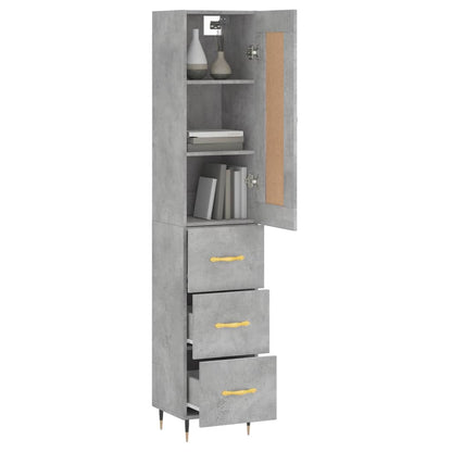 Highboard Concrete Grey 34.5x34x180 cm Engineered Wood