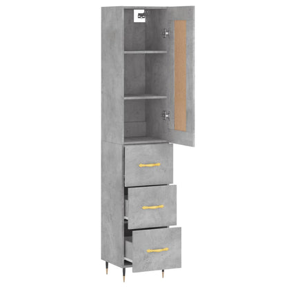 Highboard Concrete Grey 34.5x34x180 cm Engineered Wood