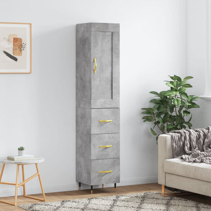 Highboard Concrete Grey 34.5x34x180 cm Engineered Wood