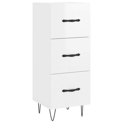 Highboard High Gloss White 34.5x34x180 cm Engineered Wood