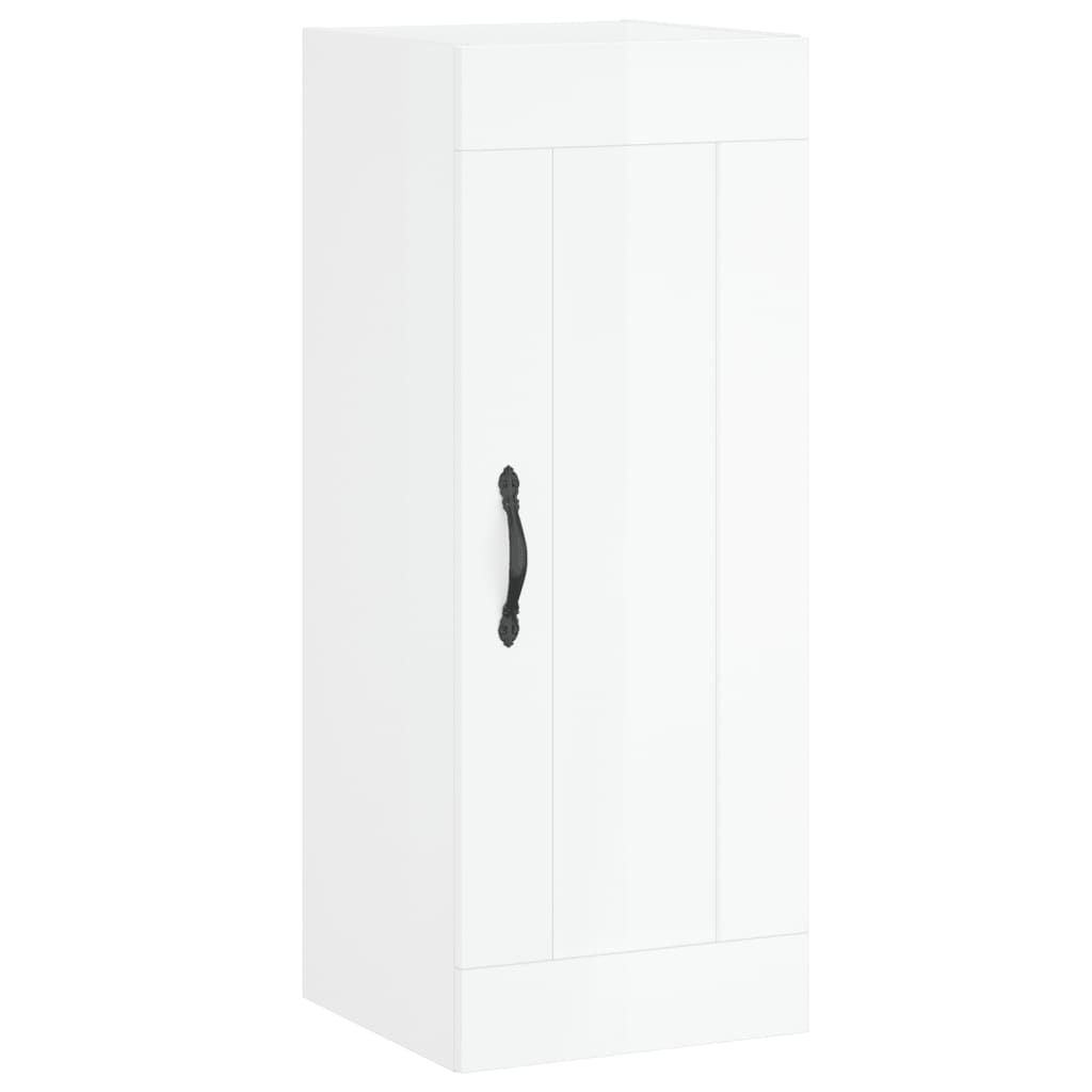 Highboard High Gloss White 34.5x34x180 cm Engineered Wood