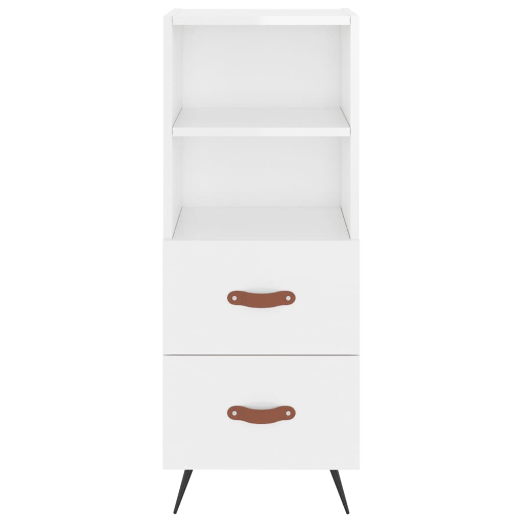 Highboard High Gloss White 34.5x34x180 cm Engineered Wood