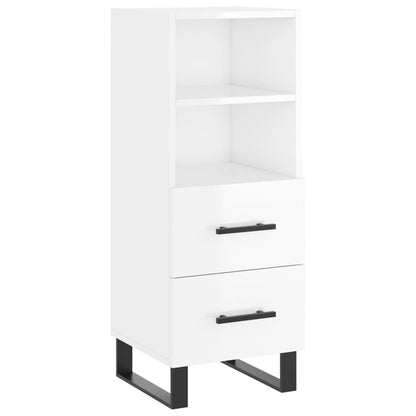 Highboard High Gloss White 34.5x34x180 cm Engineered Wood