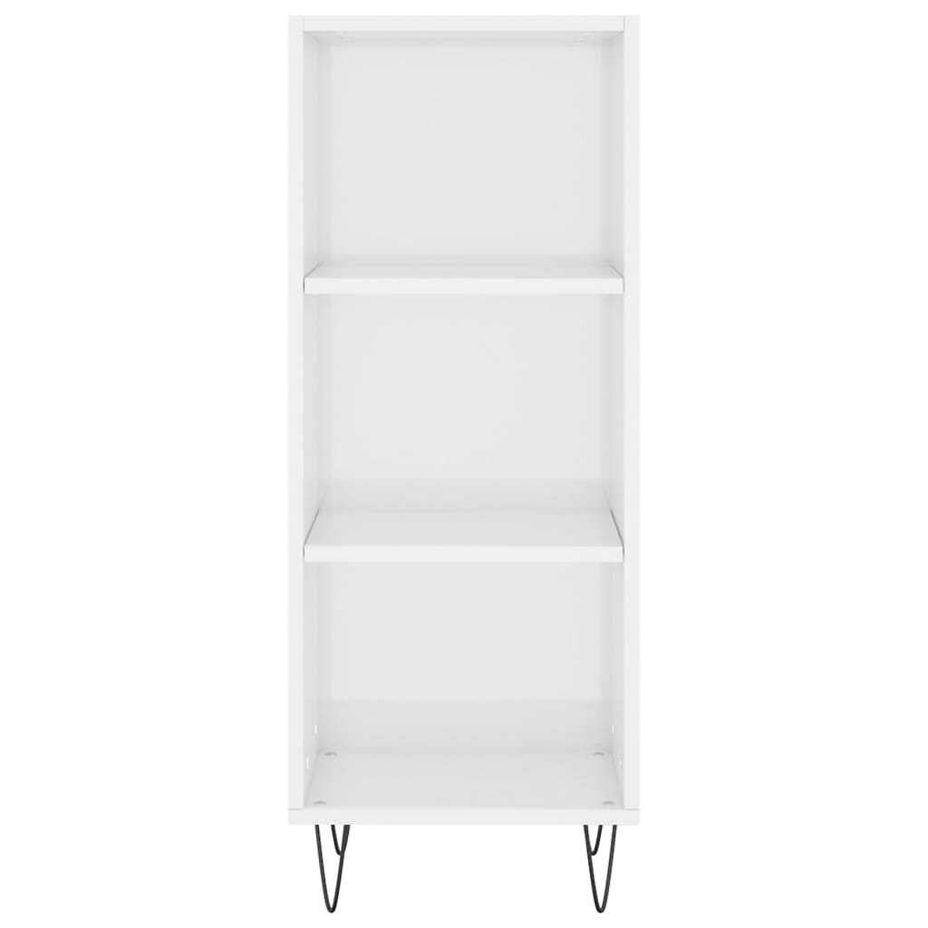 Highboard High Gloss White 34.5x34x180 cm Engineered Wood