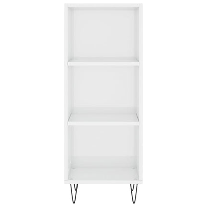 Highboard High Gloss White 34.5x34x180 cm Engineered Wood