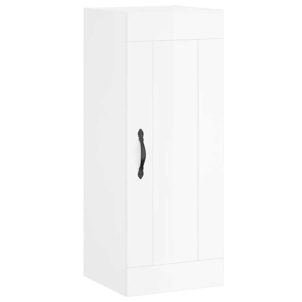 Highboard High Gloss White 34.5x34x180 cm Engineered Wood