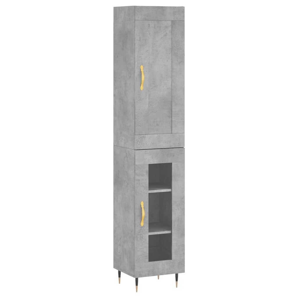 Highboard Concrete Grey 34.5x34x180 cm Engineered Wood