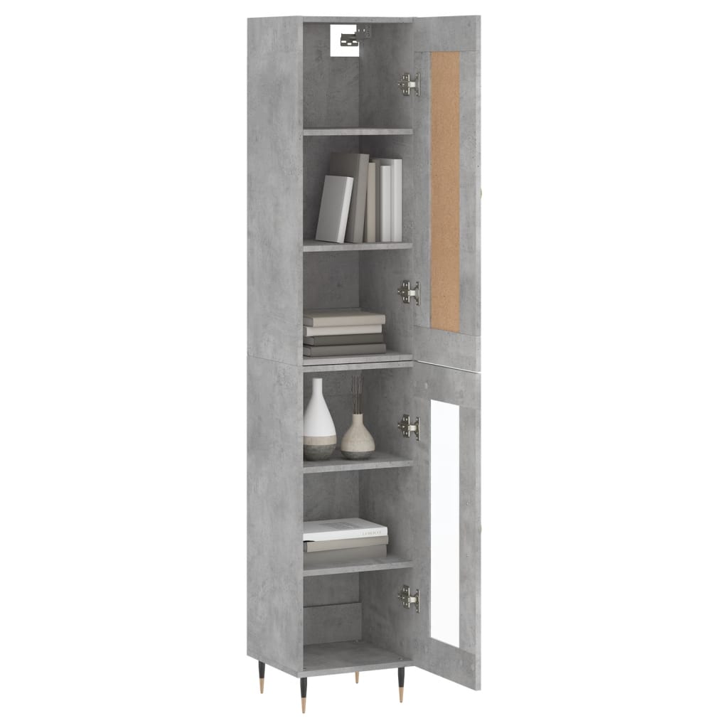 Highboard Concrete Grey 34.5x34x180 cm Engineered Wood