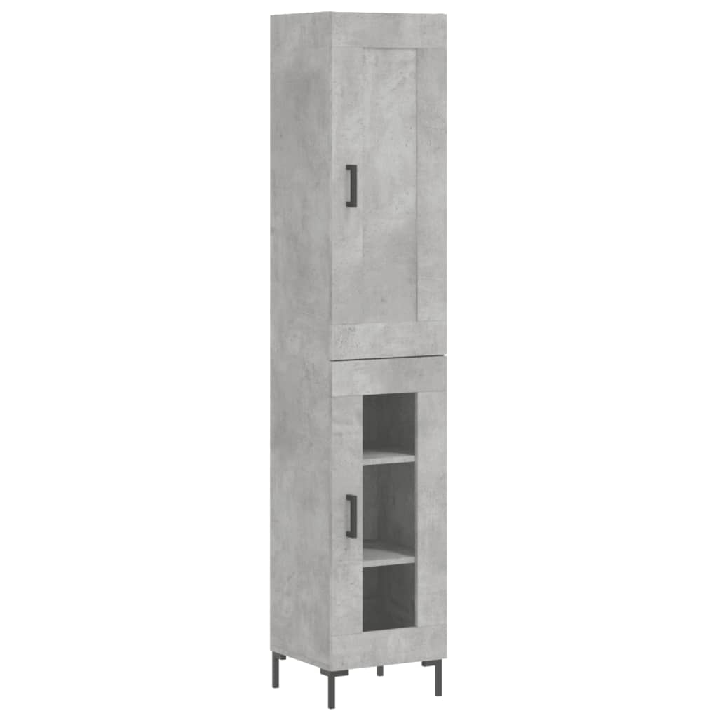 Highboard Concrete Grey 34.5x34x180 cm Engineered Wood