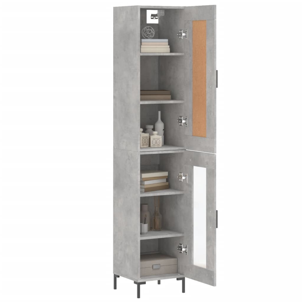 Highboard Concrete Grey 34.5x34x180 cm Engineered Wood