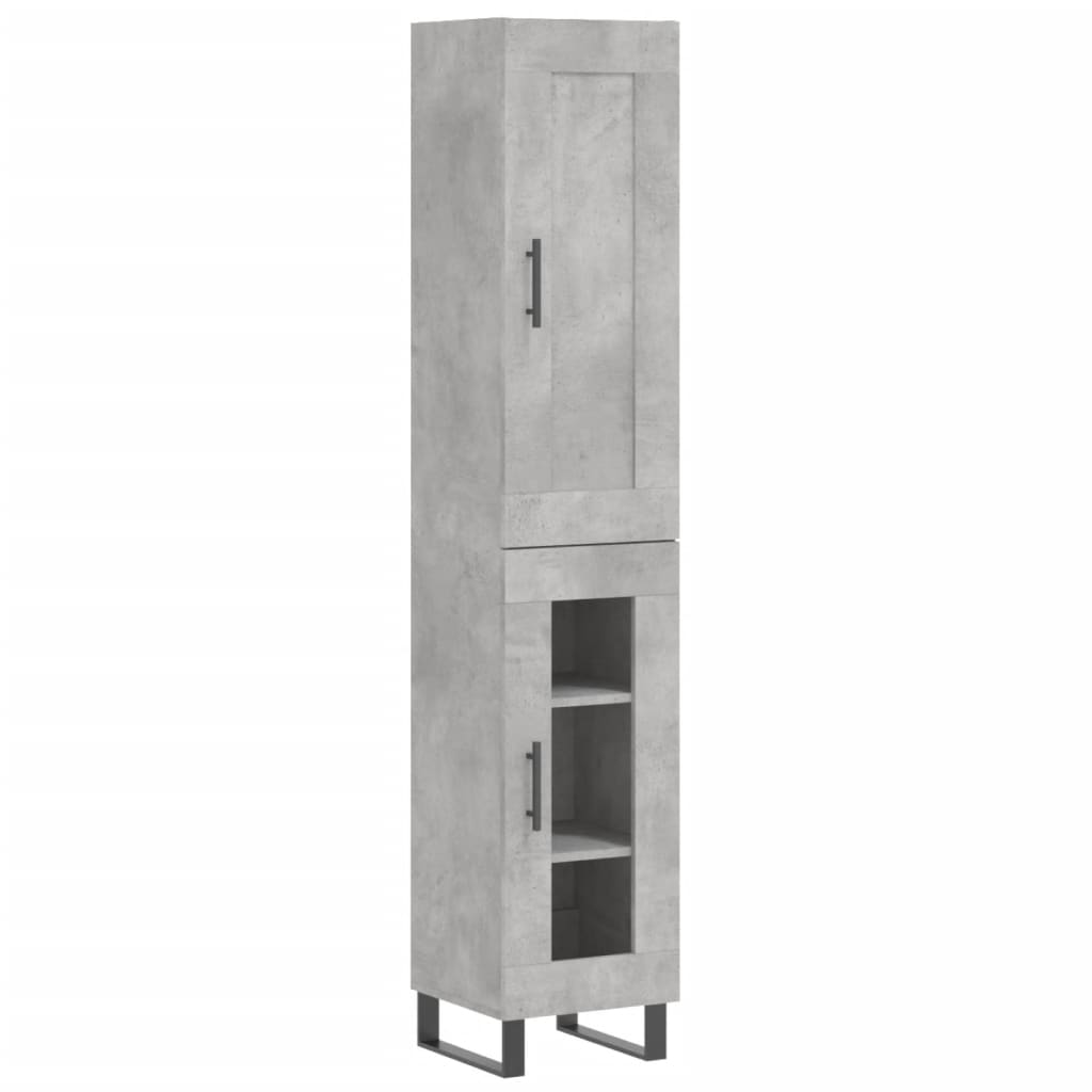 Highboard Concrete Grey 34.5x34x180 cm Engineered Wood