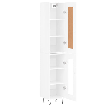 Highboard High Gloss White 34.5x34x180 cm Engineered Wood