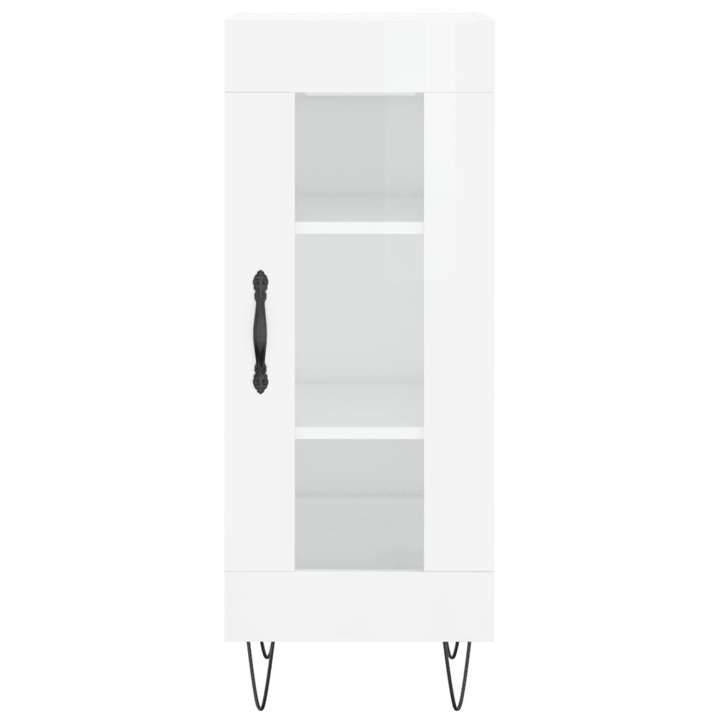 Highboard High Gloss White 34.5x34x180 cm Engineered Wood