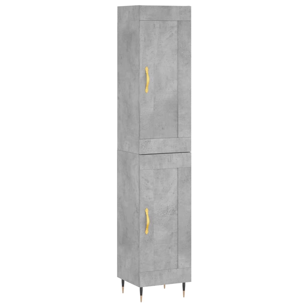 Highboard Concrete Grey 34.5x34x180 cm Engineered Wood