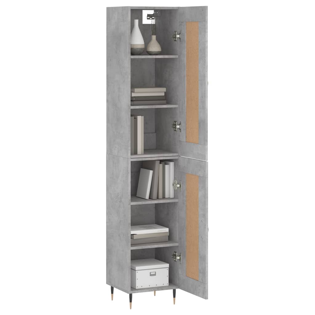 Highboard Concrete Grey 34.5x34x180 cm Engineered Wood