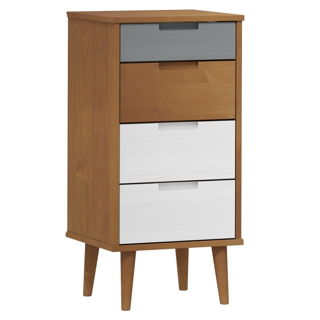 Drawer Cabinet MOLDE Brown 40x35x82 cm Solid Wood Pine