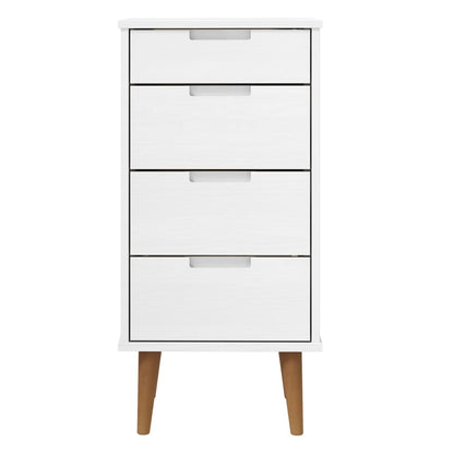 Drawer Cabinet MOLDE White 40x35x82 cm Solid Wood Pine