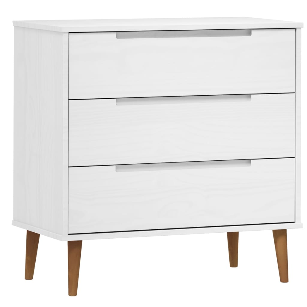 Drawer Cabinet MOLDE White 80x40x80 cm Solid Wood Pine