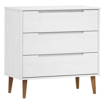 Drawer Cabinet MOLDE White 80x40x80 cm Solid Wood Pine