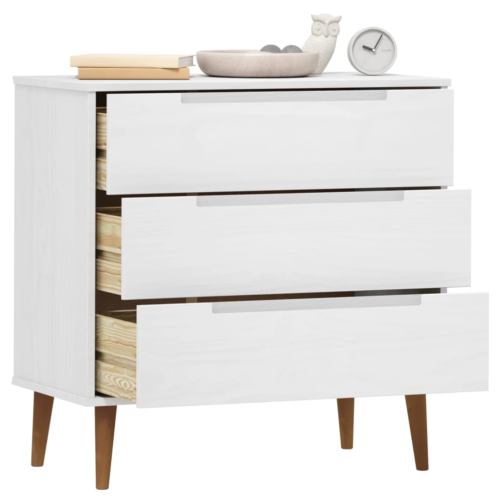 Drawer Cabinet MOLDE White 80x40x80 cm Solid Wood Pine