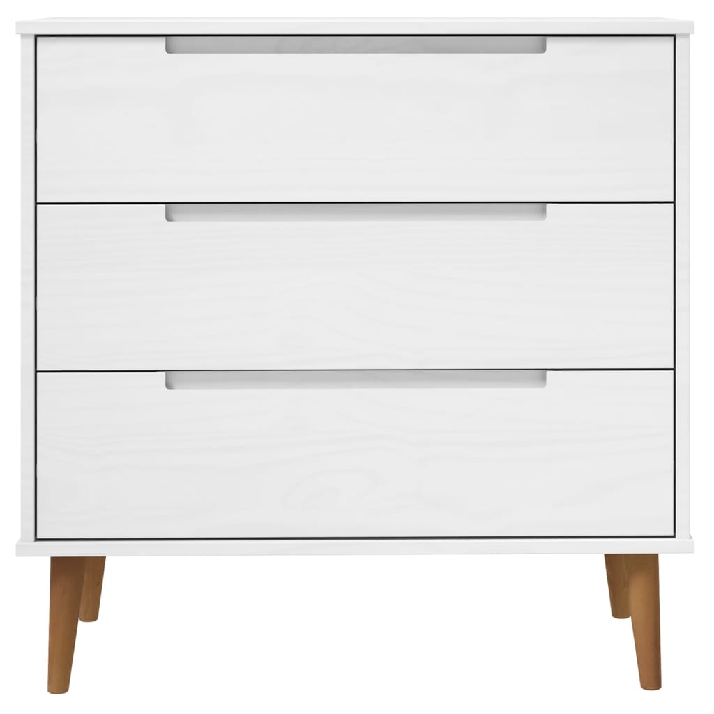 Drawer Cabinet MOLDE White 80x40x80 cm Solid Wood Pine