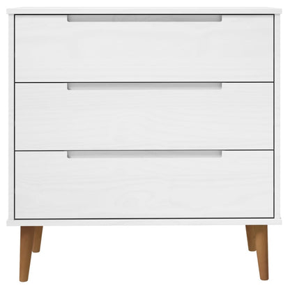 Drawer Cabinet MOLDE White 80x40x80 cm Solid Wood Pine