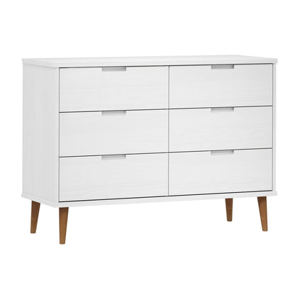 Drawer Cabinet MOLDE White 113x40x80 cm Solid Wood Pine
