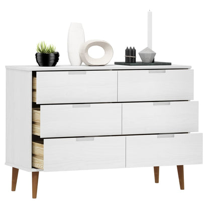 Drawer Cabinet MOLDE White 113x40x80 cm Solid Wood Pine