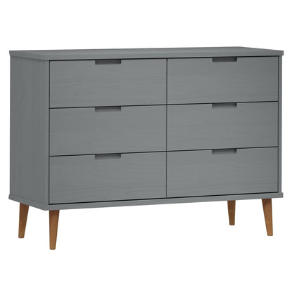 Drawer Cabinet MOLDE Grey 113x40x80 cm Solid Wood Pine