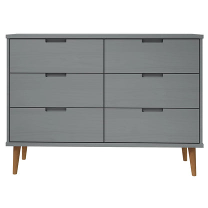 Drawer Cabinet MOLDE Grey 113x40x80 cm Solid Wood Pine