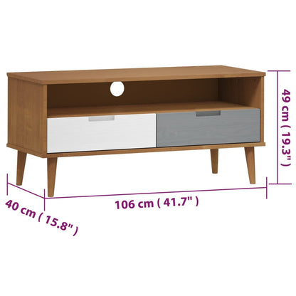 TV Cabinet MOLDE Brown 106x40x49 cm Solid Wood Pine