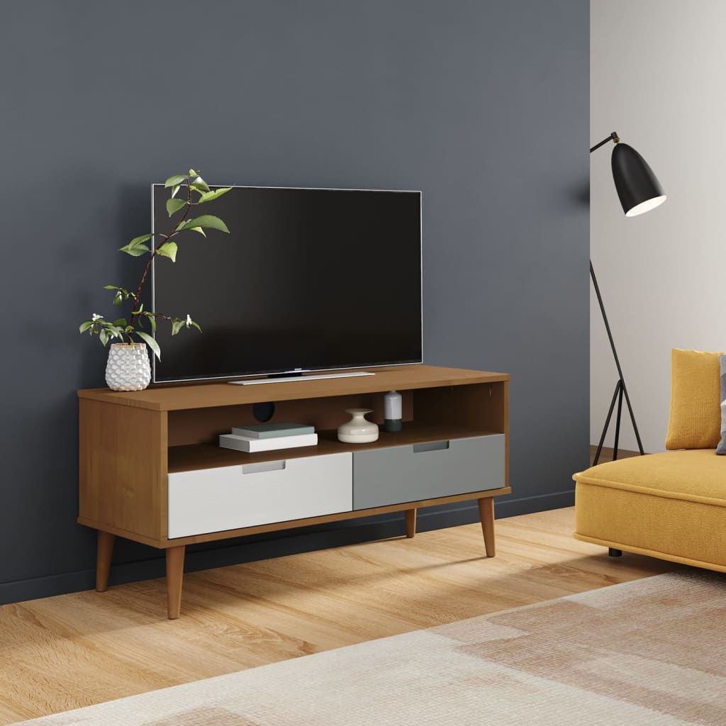 TV Cabinet MOLDE Brown 106x40x49 cm Solid Wood Pine