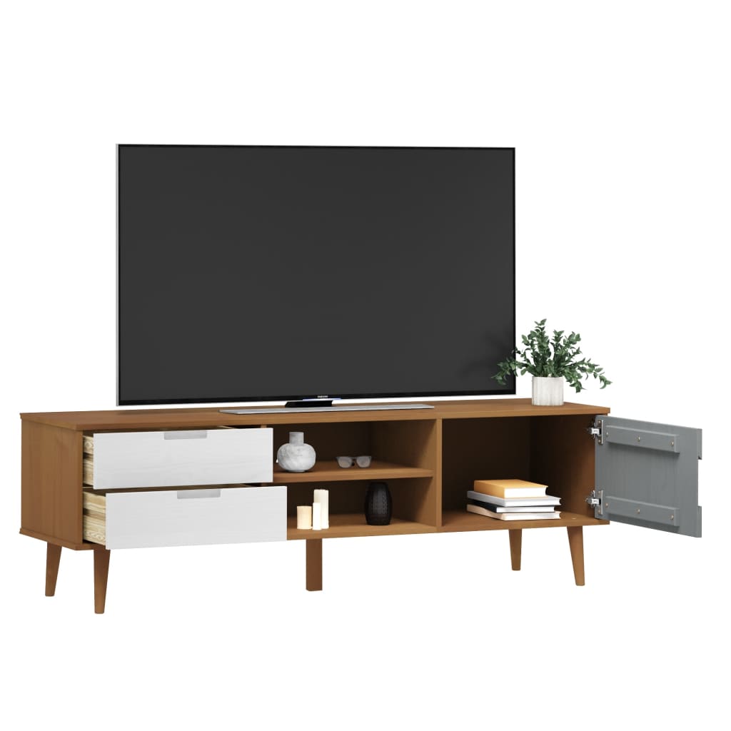 TV Cabinet MOLDE Brown 158x40x49 cm Solid Wood Pine