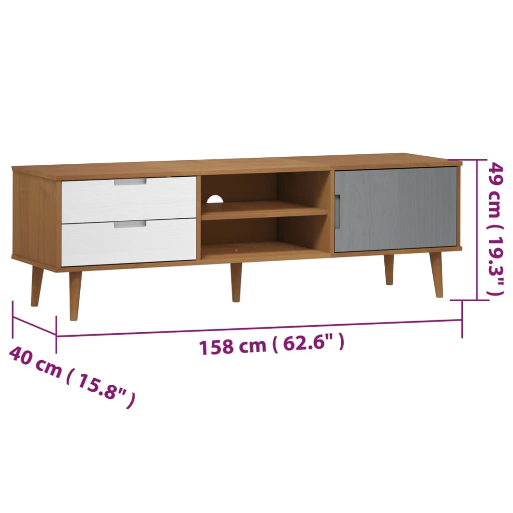 TV Cabinet MOLDE Brown 158x40x49 cm Solid Wood Pine