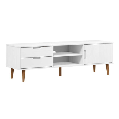 TV Cabinet MOLDE White 158x40x49 cm Solid Wood Pine