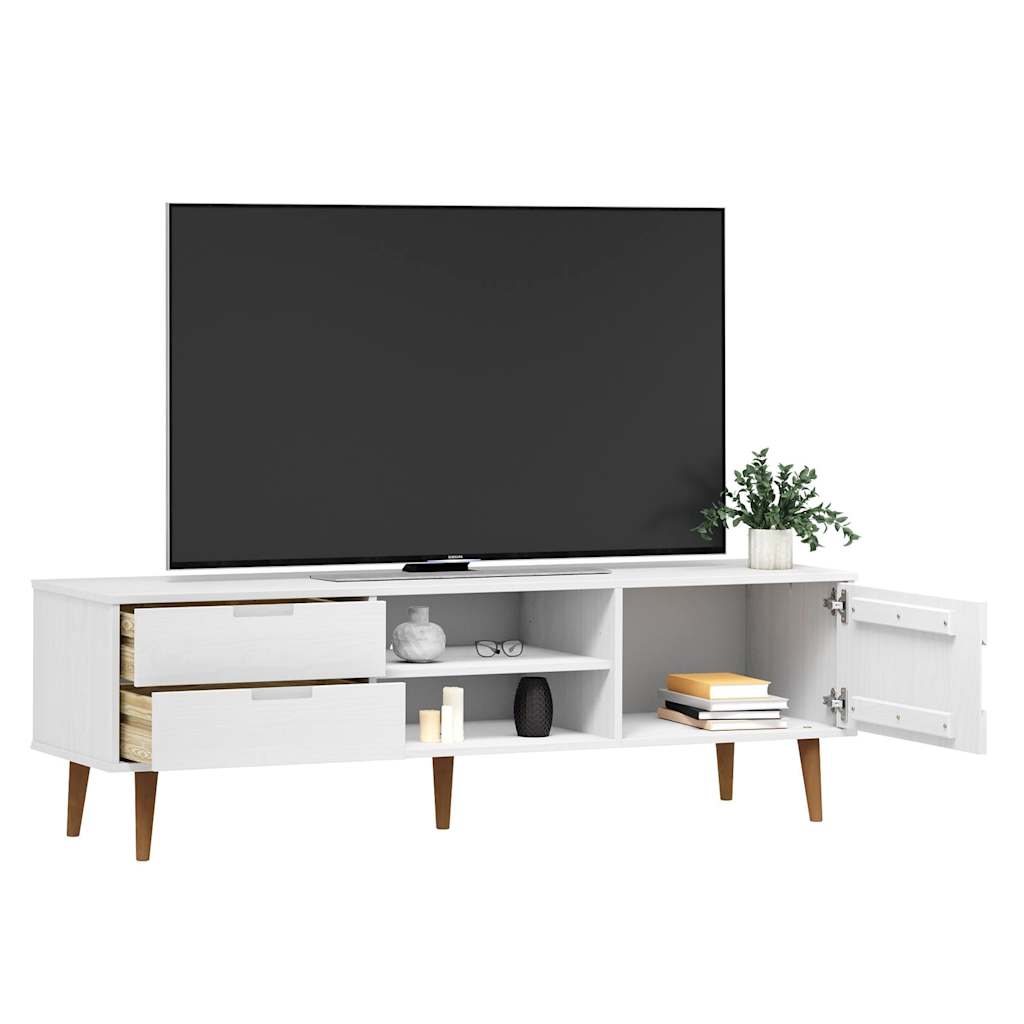 TV Cabinet MOLDE White 158x40x49 cm Solid Wood Pine