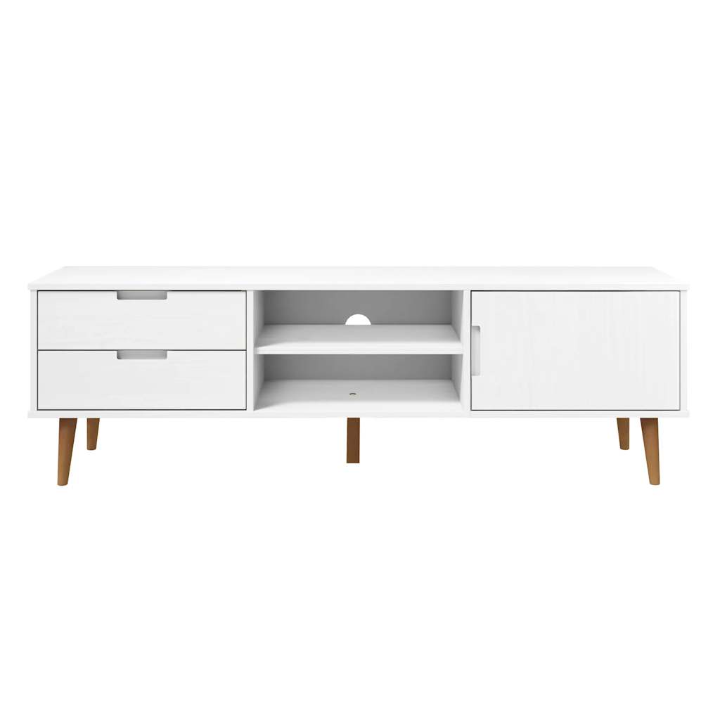 TV Cabinet MOLDE White 158x40x49 cm Solid Wood Pine