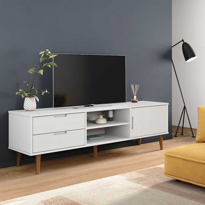 TV Cabinet MOLDE White 158x40x49 cm Solid Wood Pine