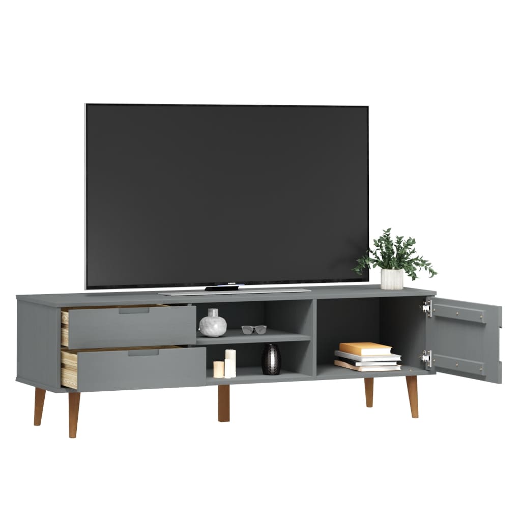 TV Cabinet MOLDE Grey 158x40x49 cm Solid Wood Pine