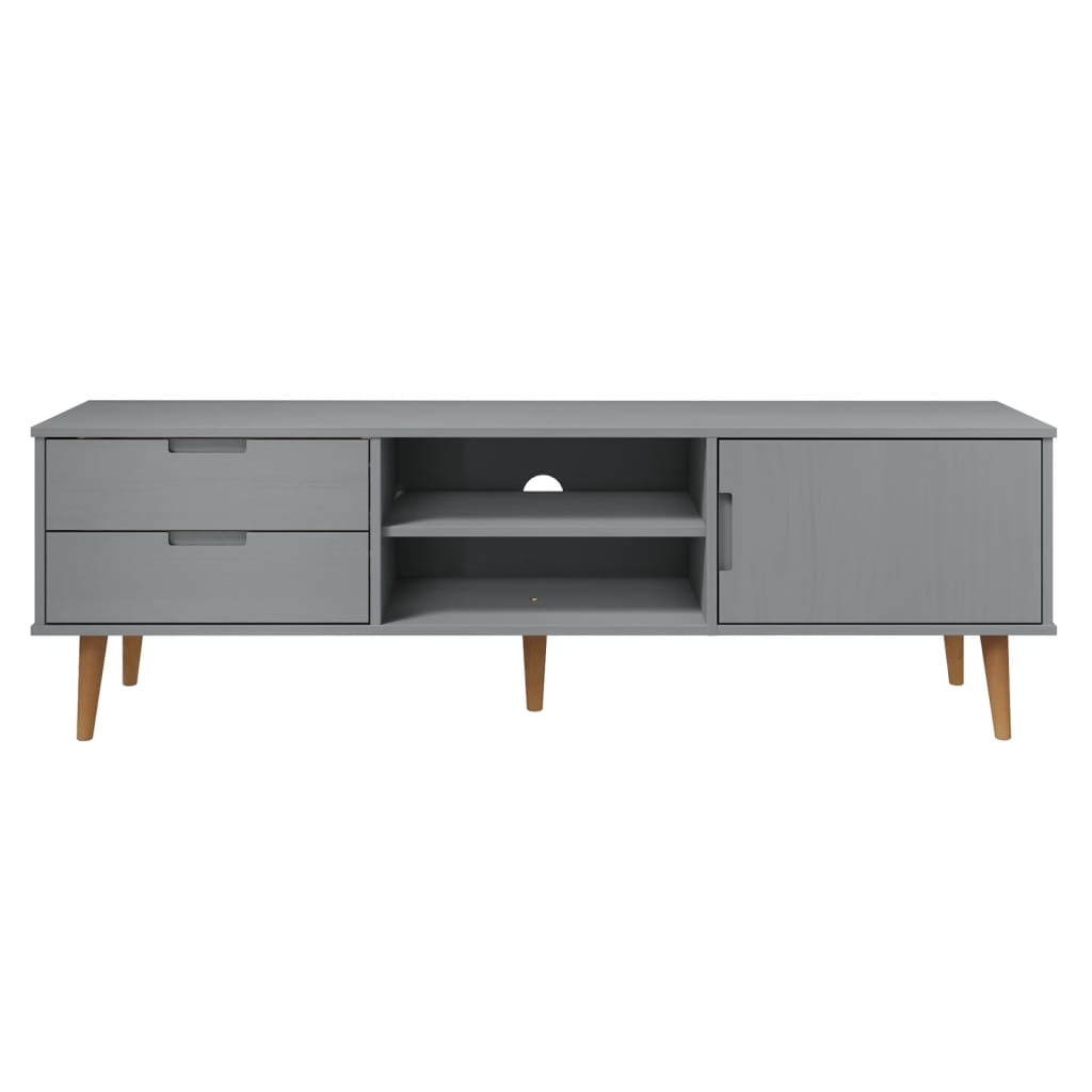 TV Cabinet MOLDE Grey 158x40x49 cm Solid Wood Pine