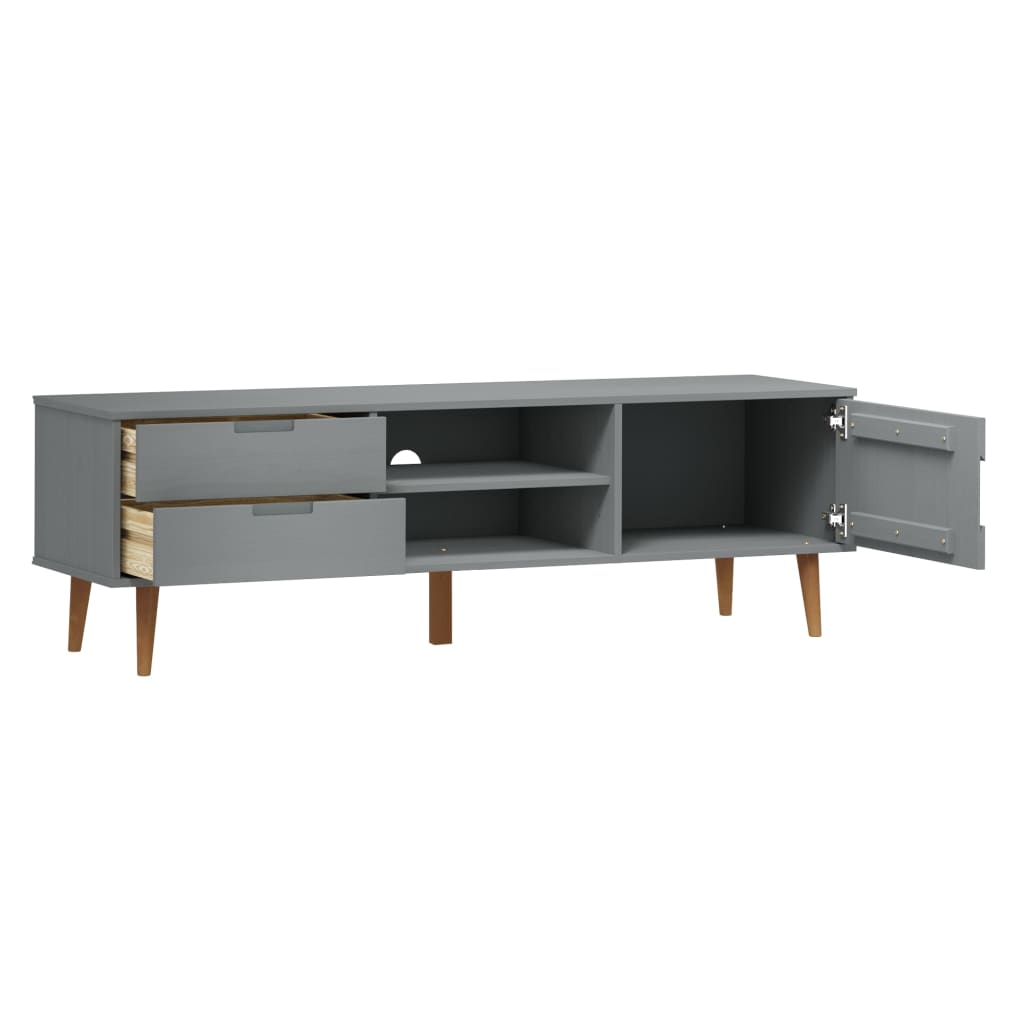 TV Cabinet MOLDE Grey 158x40x49 cm Solid Wood Pine